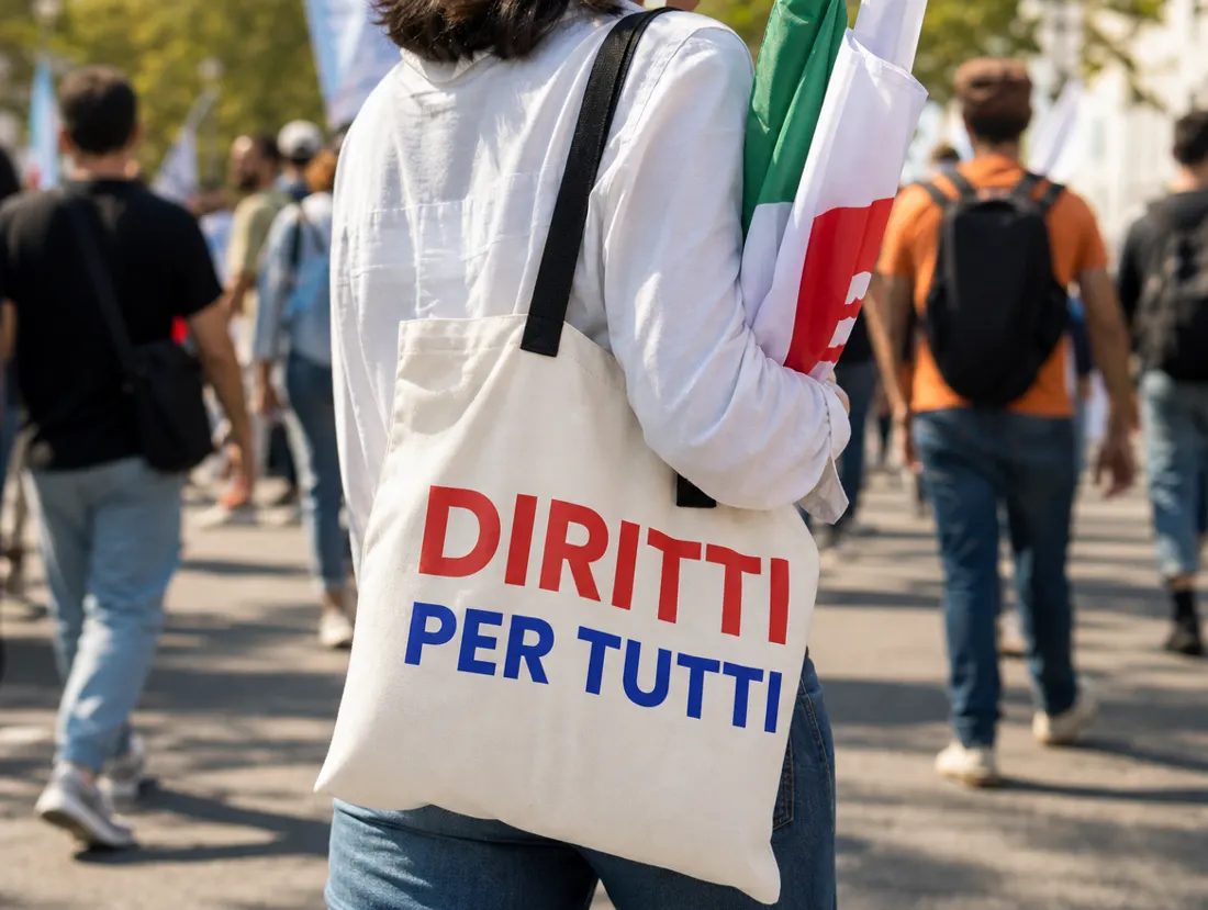 Borsa di tela Diritti per tutti in corteo